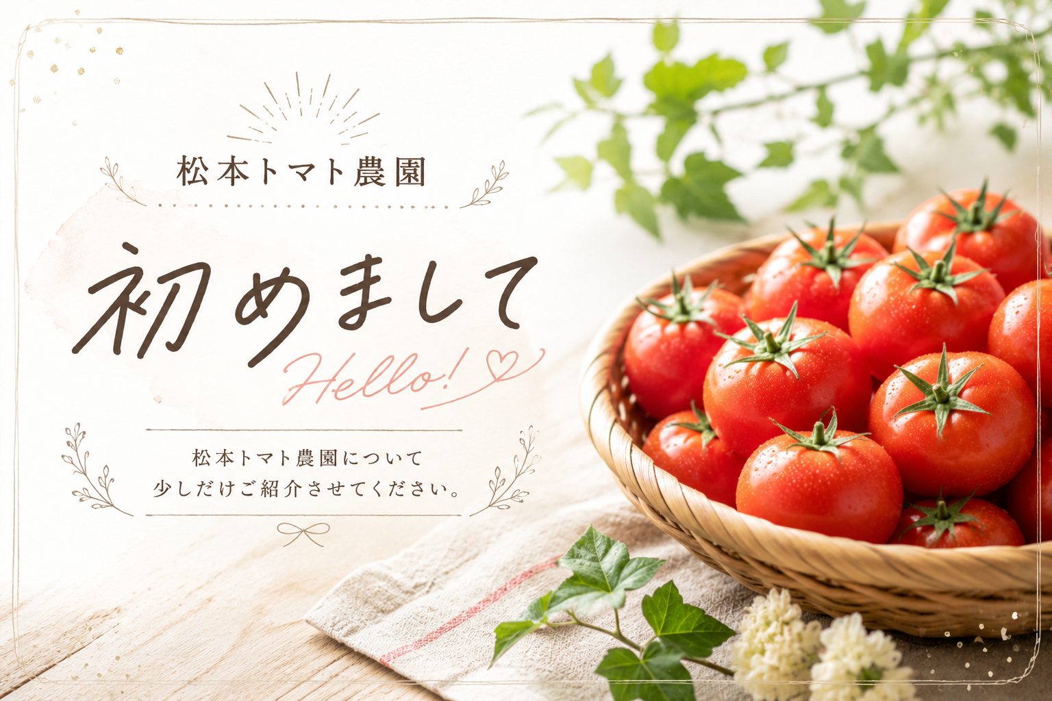 はじめまして。「松本トマト農園」｜垢田（あかだ）トマト生産者です。